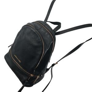 MICHAEL KORS! LUXE BLACK PEBBLED GENUINE LEATHER GOLD HARDWARE BACKPACK!